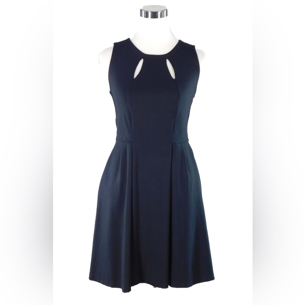 Cynthia Rowley Black Pleated Sleeveless Dress with Pockets